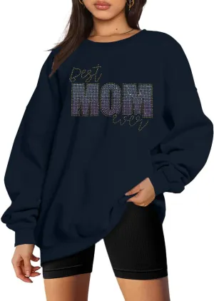 Mama Sweatshirt Coquette Sweater Women Bow Sweatshirt Pink Ribbon Sweatshirts Cute Crewneck Long Sleeve Top