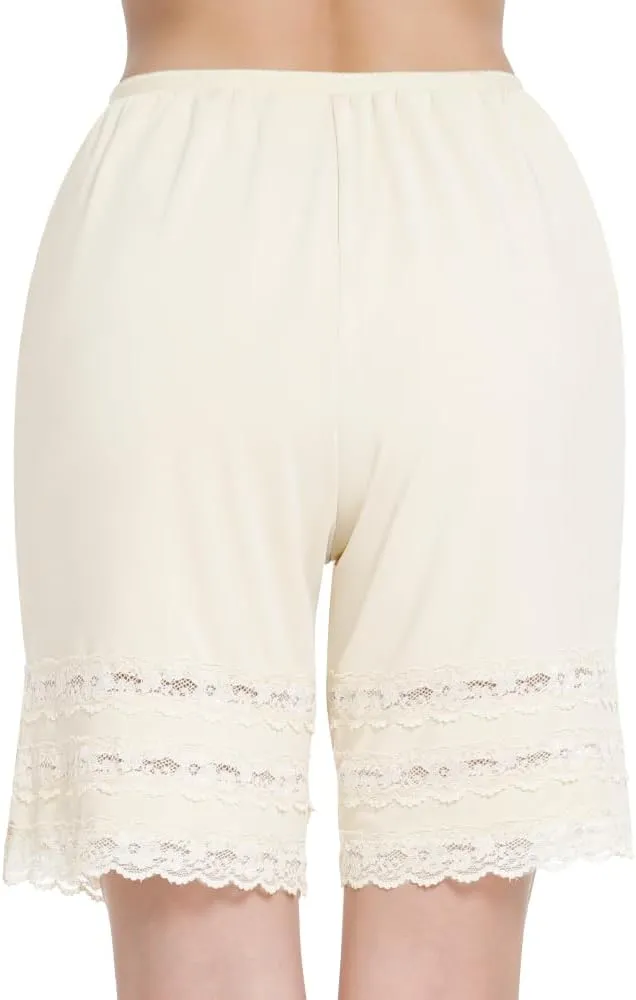 MANCYFIT Half Slip Shorts Culotte for Women Split Skirt Lace Pettipants Snip 7-9 Inseam