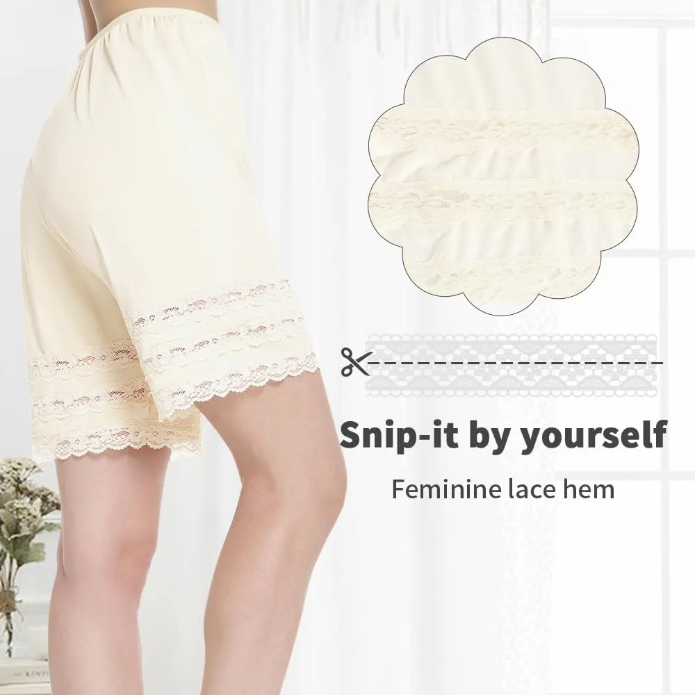MANCYFIT Half Slip Shorts Culotte for Women Split Skirt Lace Pettipants Snip 7-9 Inseam