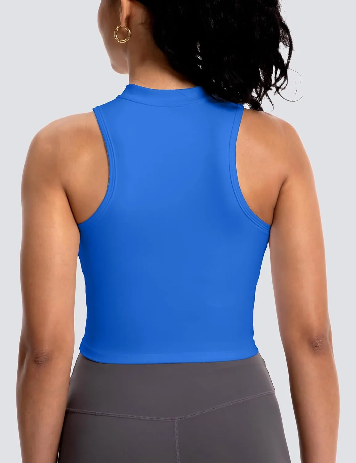 MathCat Half Zipper Workout Tank Tops for Women with Built in Bra, Racerback Workout Tops Sleeveless Crop Tops Gym Yoga Tops