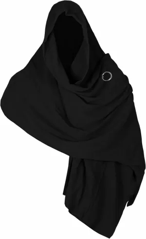 Medieval Shawl Pirate Scarf with Pin, Post Apocalyptic Shaman Cowl Hood Retro Viking Bandana, Renaissance Costume