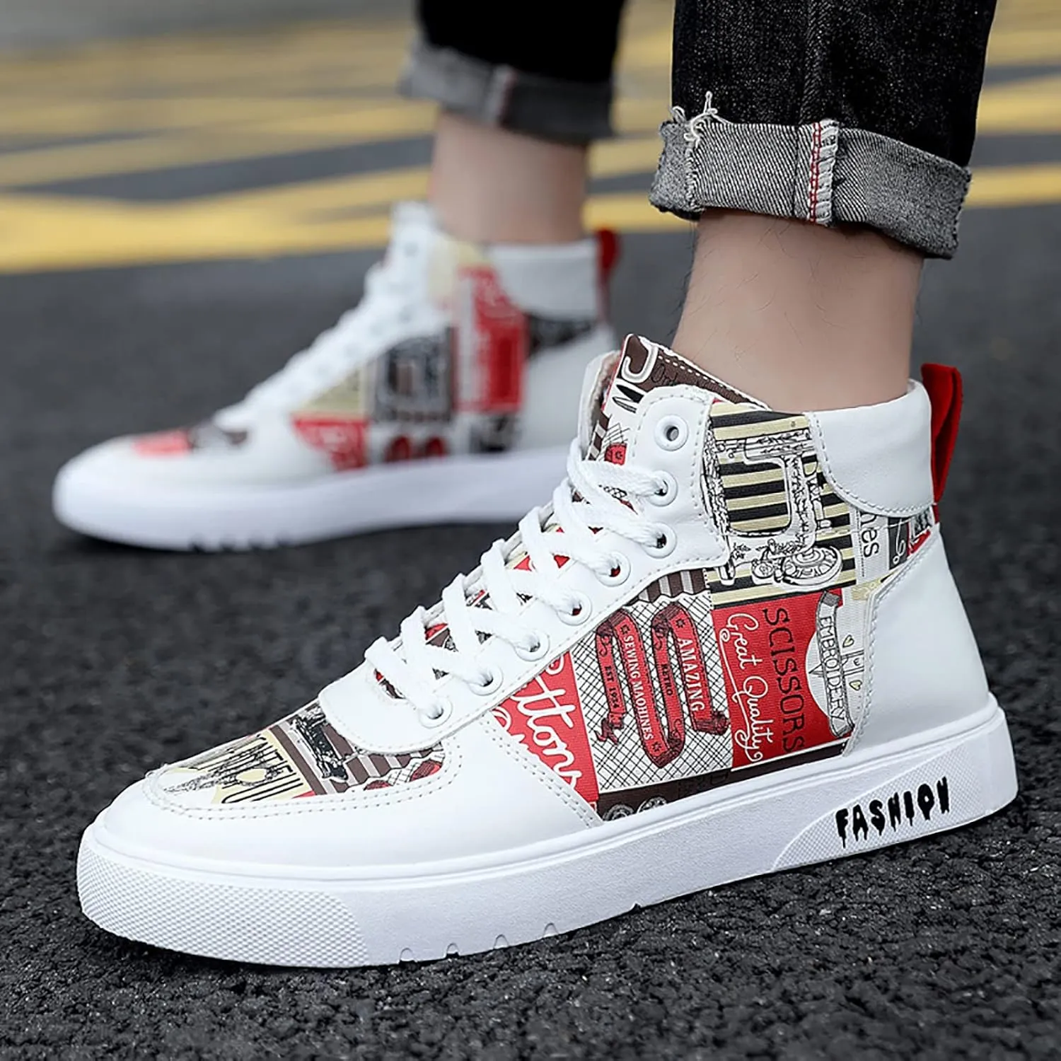 Men Shoes High Top Fashion Casual Shoes for Walking Lace Up Sports Chukka for Men Casual Leather Sneaker