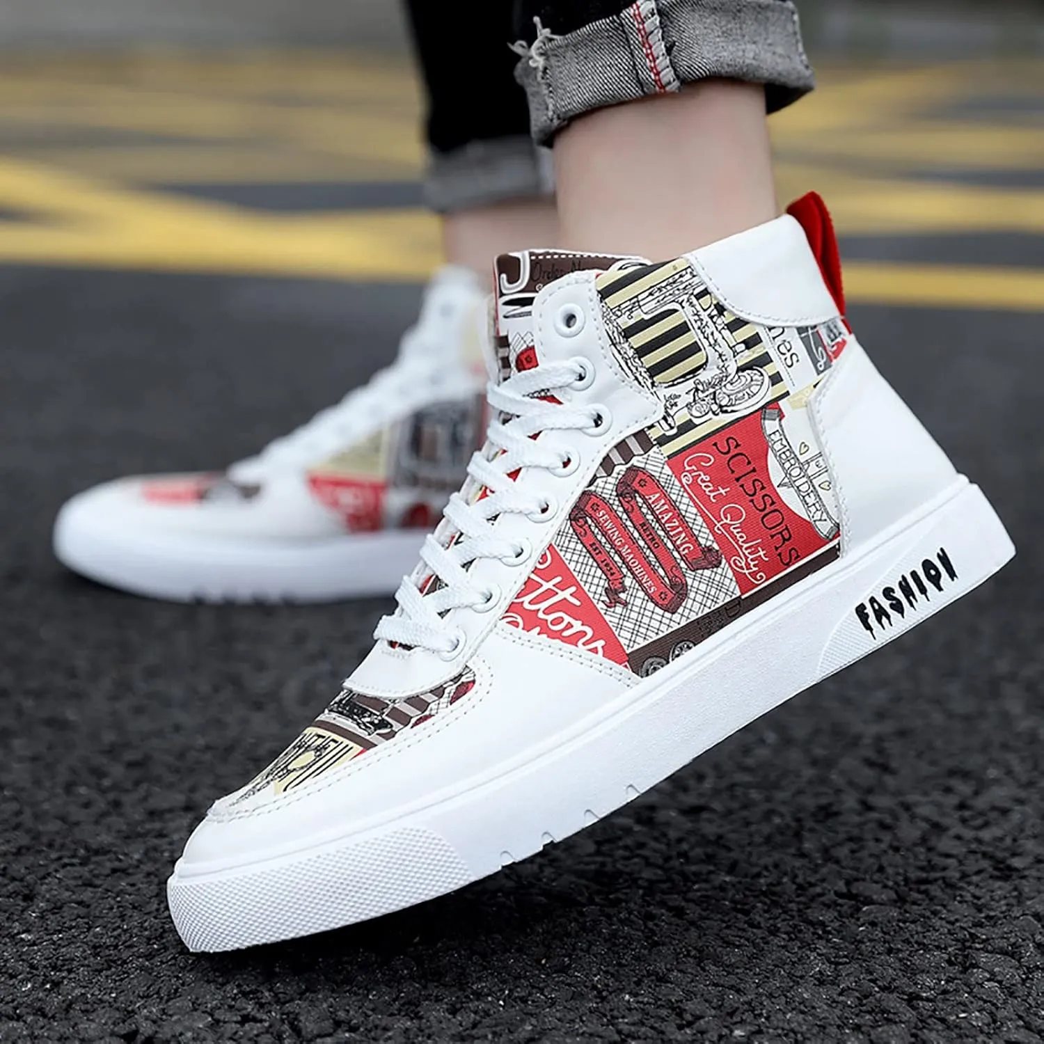 Men Shoes High Top Fashion Casual Shoes for Walking Lace Up Sports Chukka for Men Casual Leather Sneaker