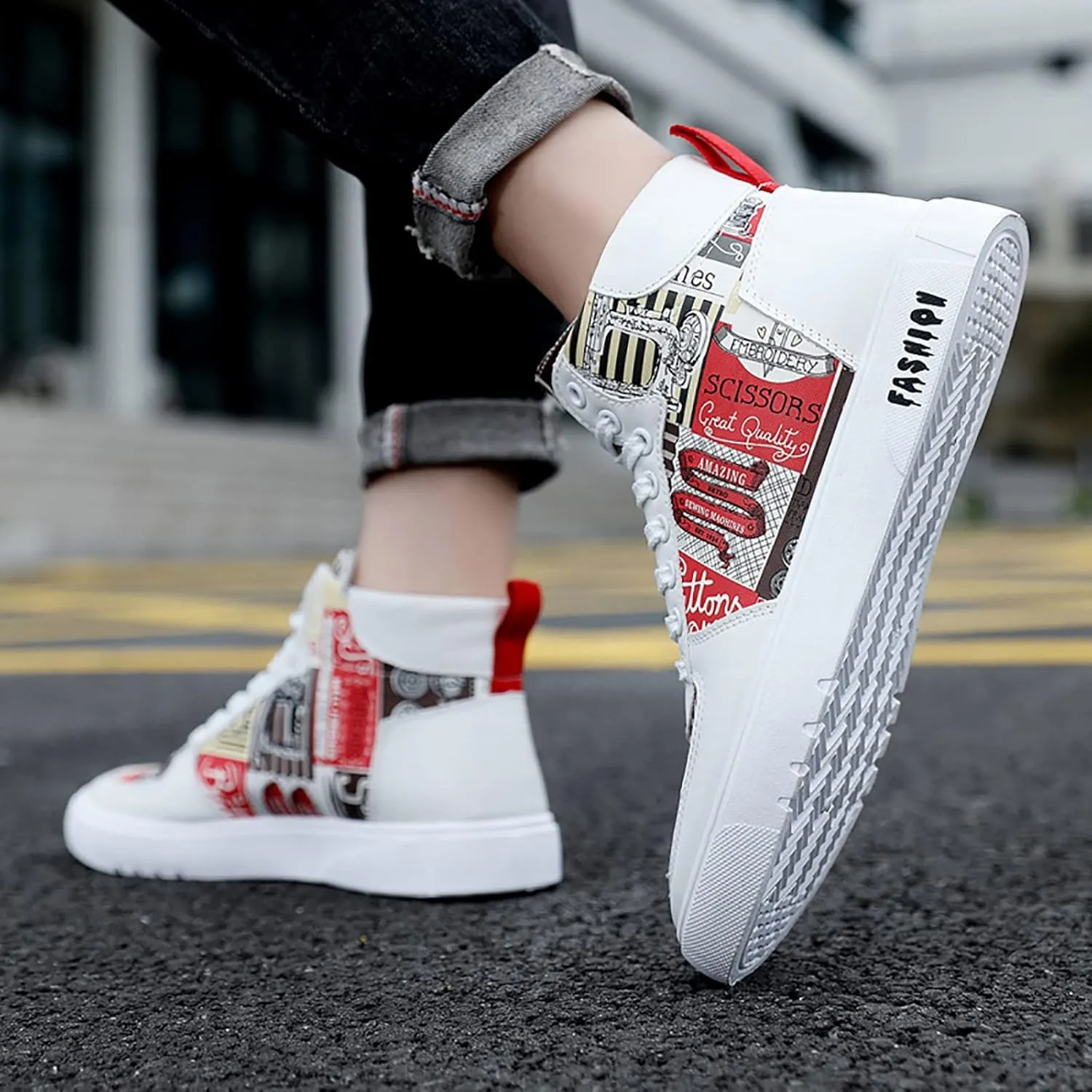 Men Shoes High Top Fashion Casual Shoes for Walking Lace Up Sports Chukka for Men Casual Leather Sneaker