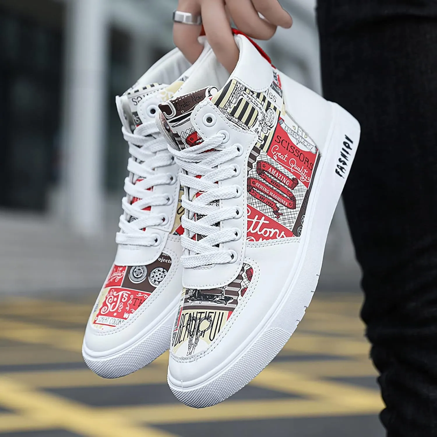 Men Shoes High Top Fashion Casual Shoes for Walking Lace Up Sports Chukka for Men Casual Leather Sneaker
