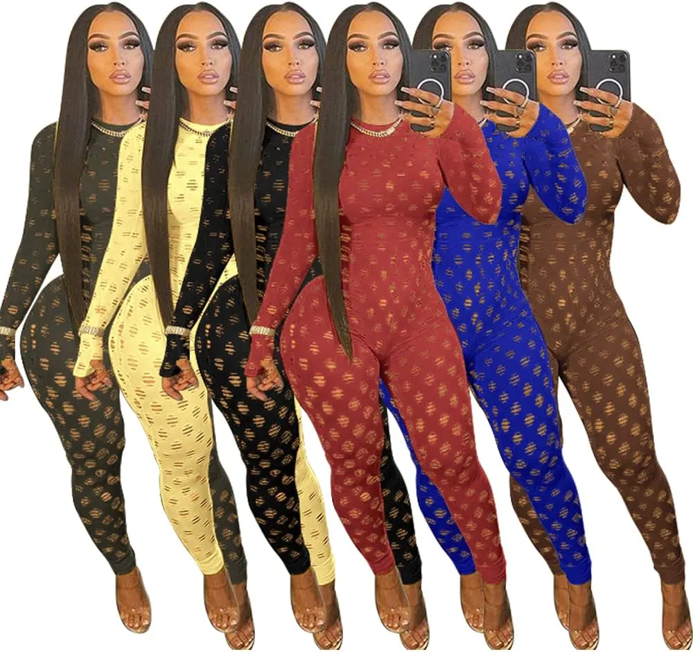 MENCCINO Sexy Club Outfits for Women One Piece Jumpsuits Long Sleeve Bodysuits Bodycon Leggings Pants Suits