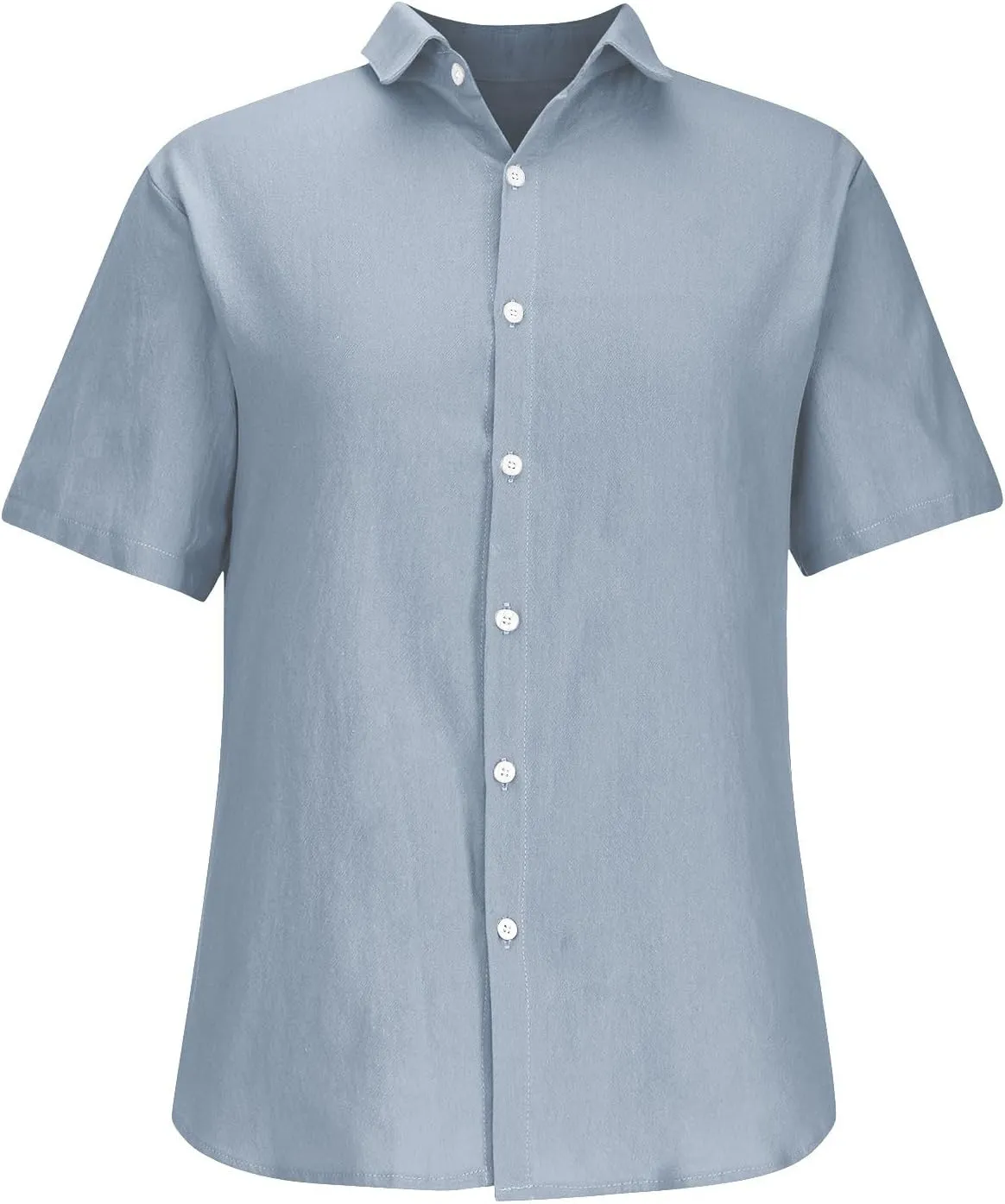 Men's Button Down Short Sleeve Shirt Casual Cotton Linen Blouse Summer Beach Wedding Shirts