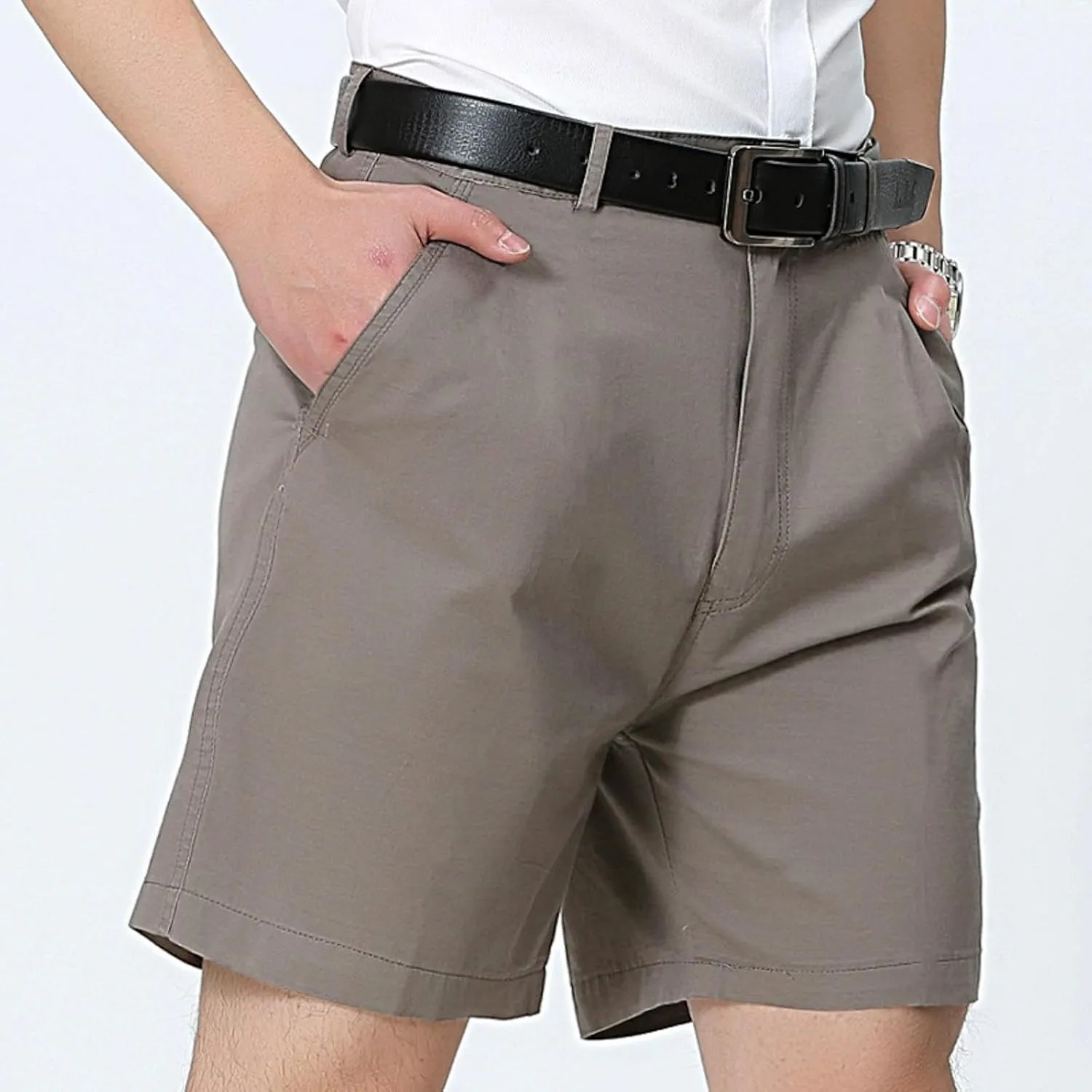 Mens Casual Shorts Cotton Slim Fit Chino Shorts Summer Flat Front Shorts with Pockets Beach Going Out Vacation Travel Stylish