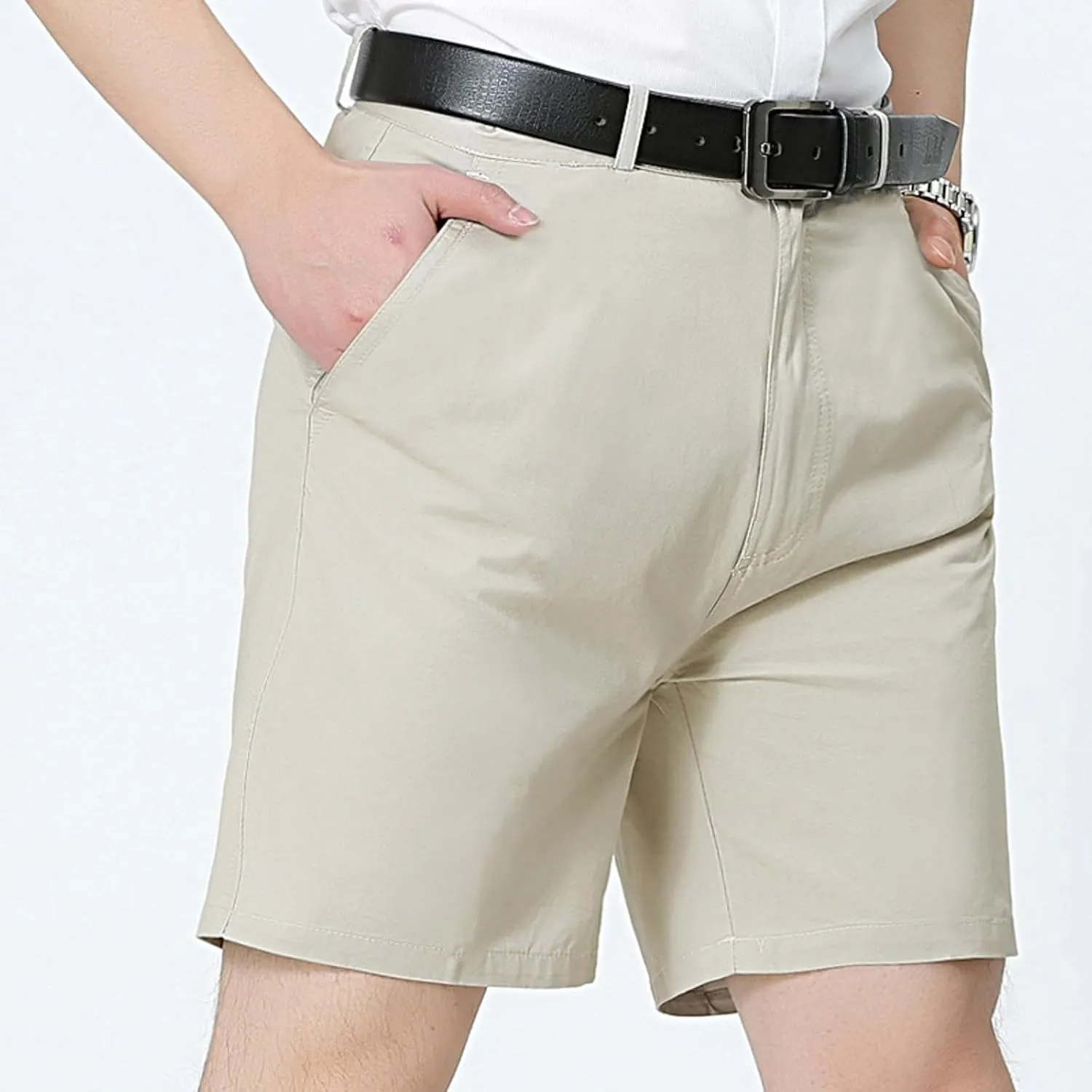Mens Casual Shorts Cotton Slim Fit Chino Shorts Summer Flat Front Shorts with Pockets Beach Going Out Vacation Travel Stylish