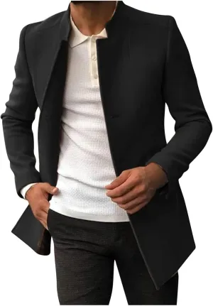 Men'S Fall Winter Jacket Lightweight Casual Coat Button Down Business Jackets Windbreaker