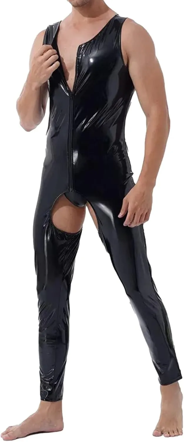 Mens Fashion Casual Solid Color Leather Sexy Coat Sexy Leather Coat Clothes Jumpsuit Top Exotic Car Hats