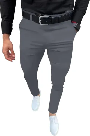 Mens Fashion Slim Fit Dress Pants Casual Business Skinny Stretch Pants Golf Pants