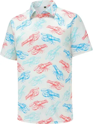 Men's Golf Polo Shirts Funny Golf Shirts for Men Performance Moisture Wicking Quick Dry Athletic Short Sleeve Shirts