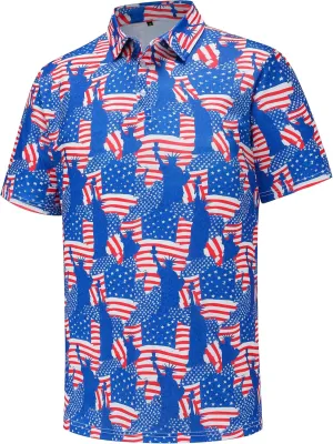 Men's Golf Polo Shirts Funny Golf Shirts for Men Performance Moisture Wicking Quick Dry Athletic Short Sleeve Shirts