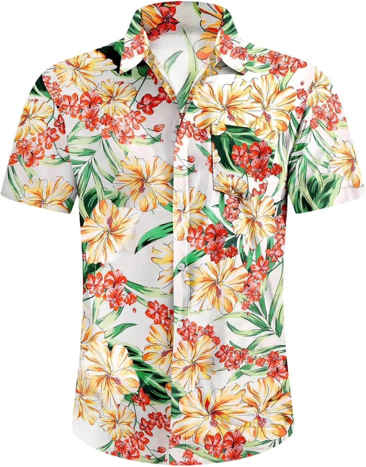 Mens Hawaiian Shirts Tops Short Sleeve Floral Button Down Beach Shirt Vintage Tropical Palm Summer Lightweight Blouses Male