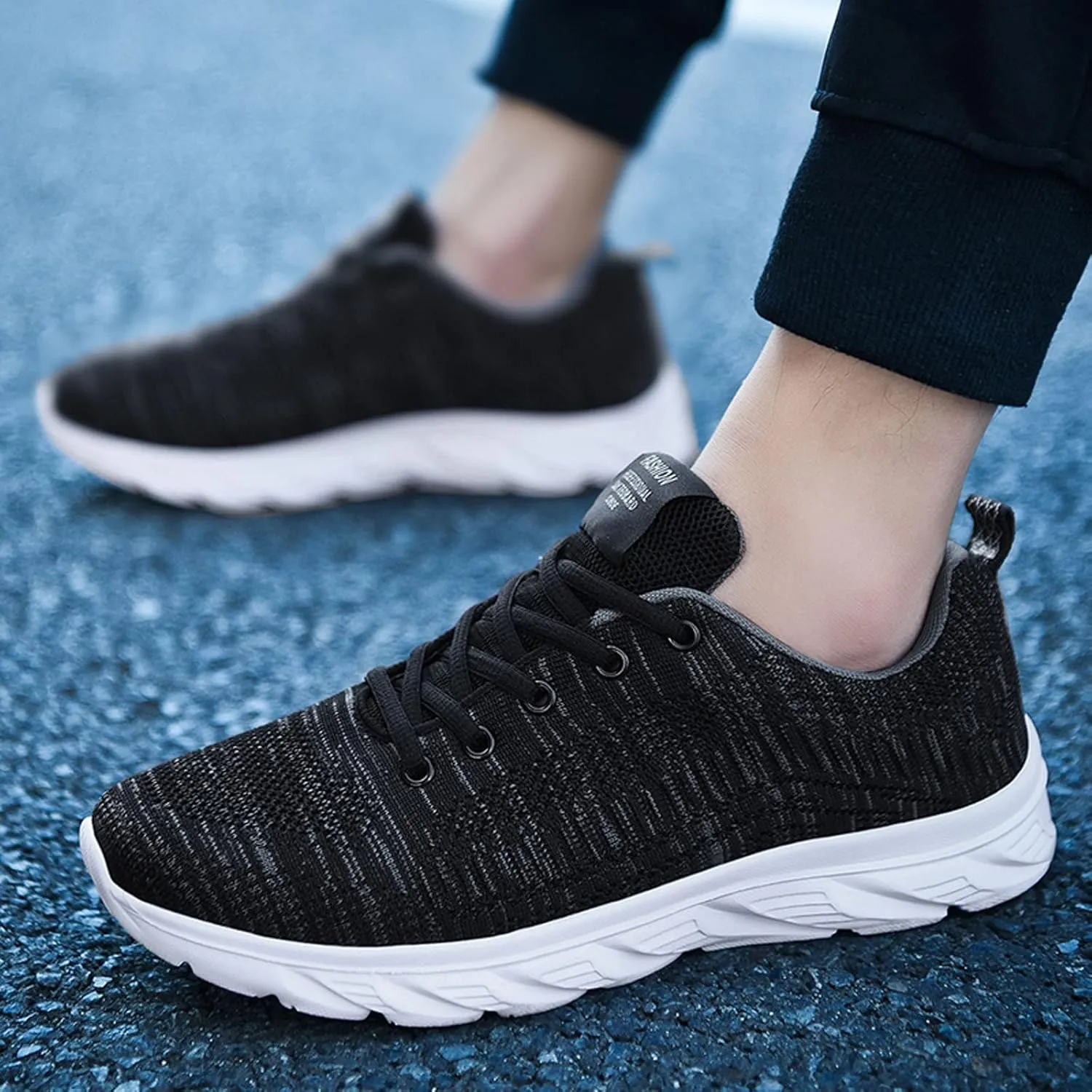 Men's Lightweight Cushion Sneakers Breathable Casual Comfortable Walking Sneaker Arch Support Plantar Fasciitis