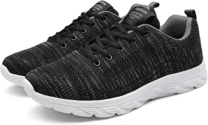 Men's Lightweight Cushion Sneakers Breathable Casual Comfortable Walking Sneaker Arch Support Plantar Fasciitis