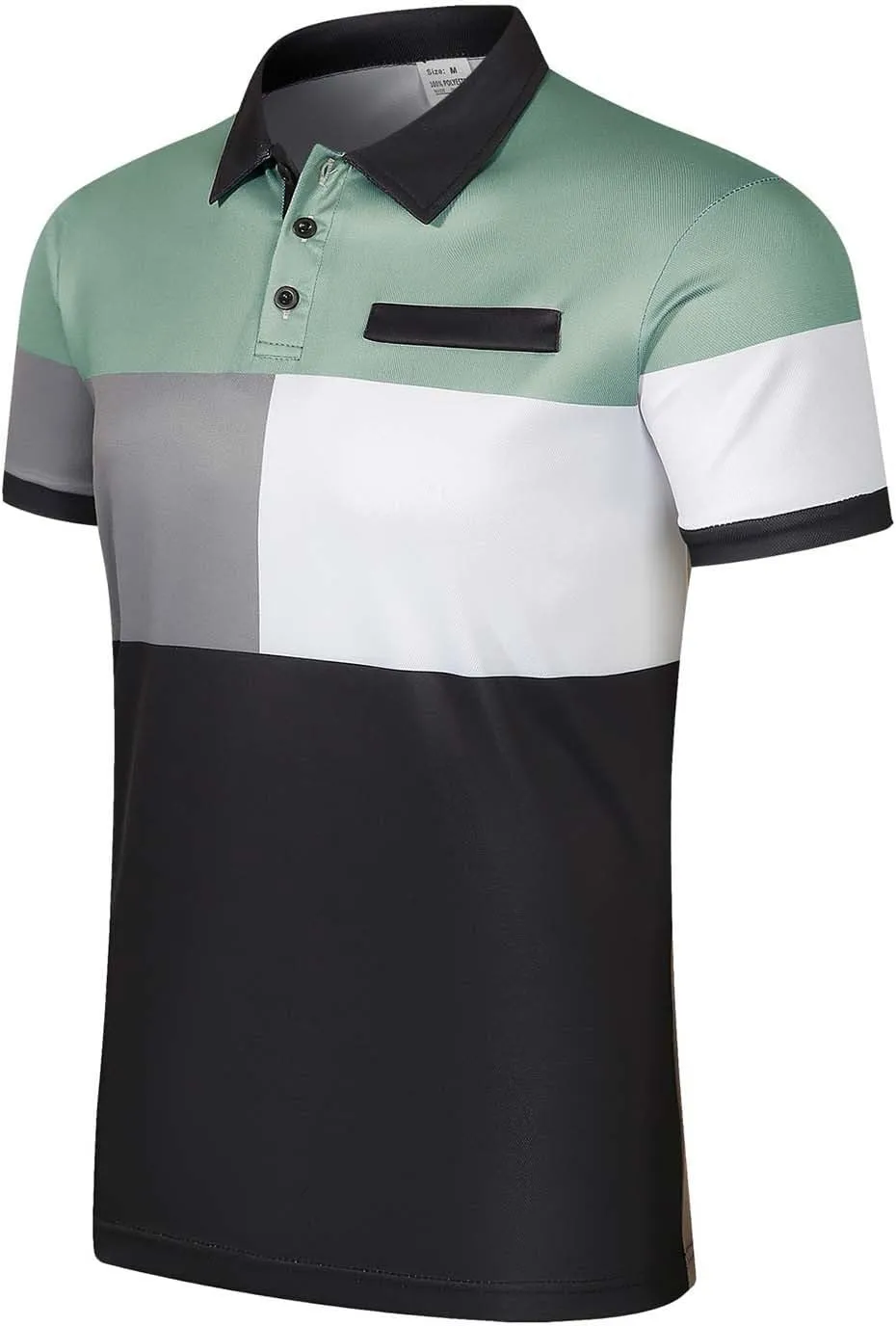 Men's Pique Polo Shirts Fashion Color Block Short Sleeve Formal Dress T-Shirt Moisture Wicking Performance Tee Top