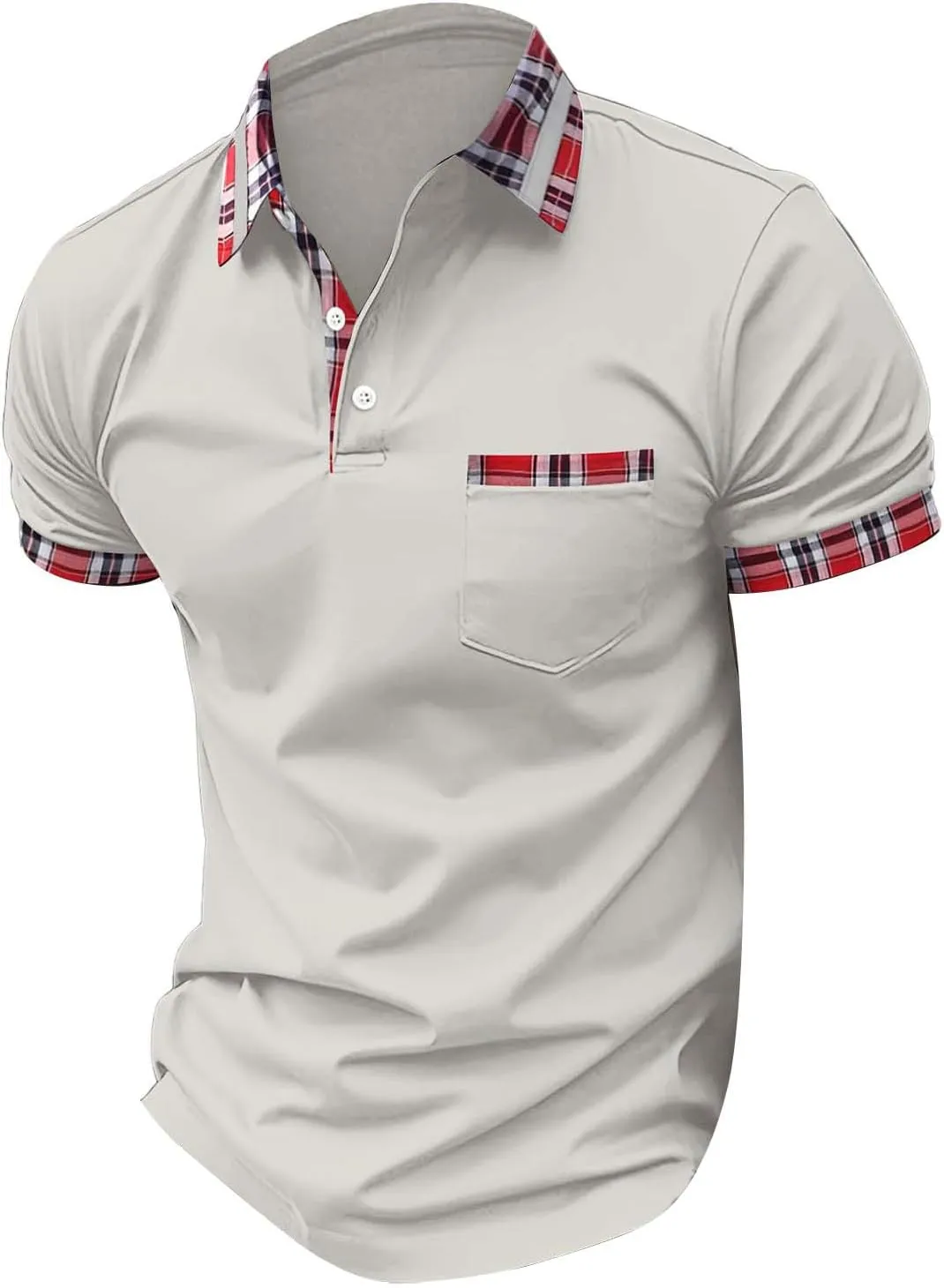 Mens Polo Shirts with Pocket Short Sleeve Slim Fit Golf Shirts Button Polos Shirt Trendy Business Sport Pullover Tops