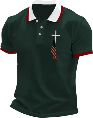 Men's Short Sleeve Golf Shirt Moisture Wicking Dry Fit Casual Print Funny Golf Polo Shirts for Men