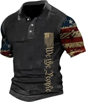 Men's Short Sleeve Golf Shirt Moisture Wicking Dry Fit Casual Print Funny Golf Polo Shirts for Men