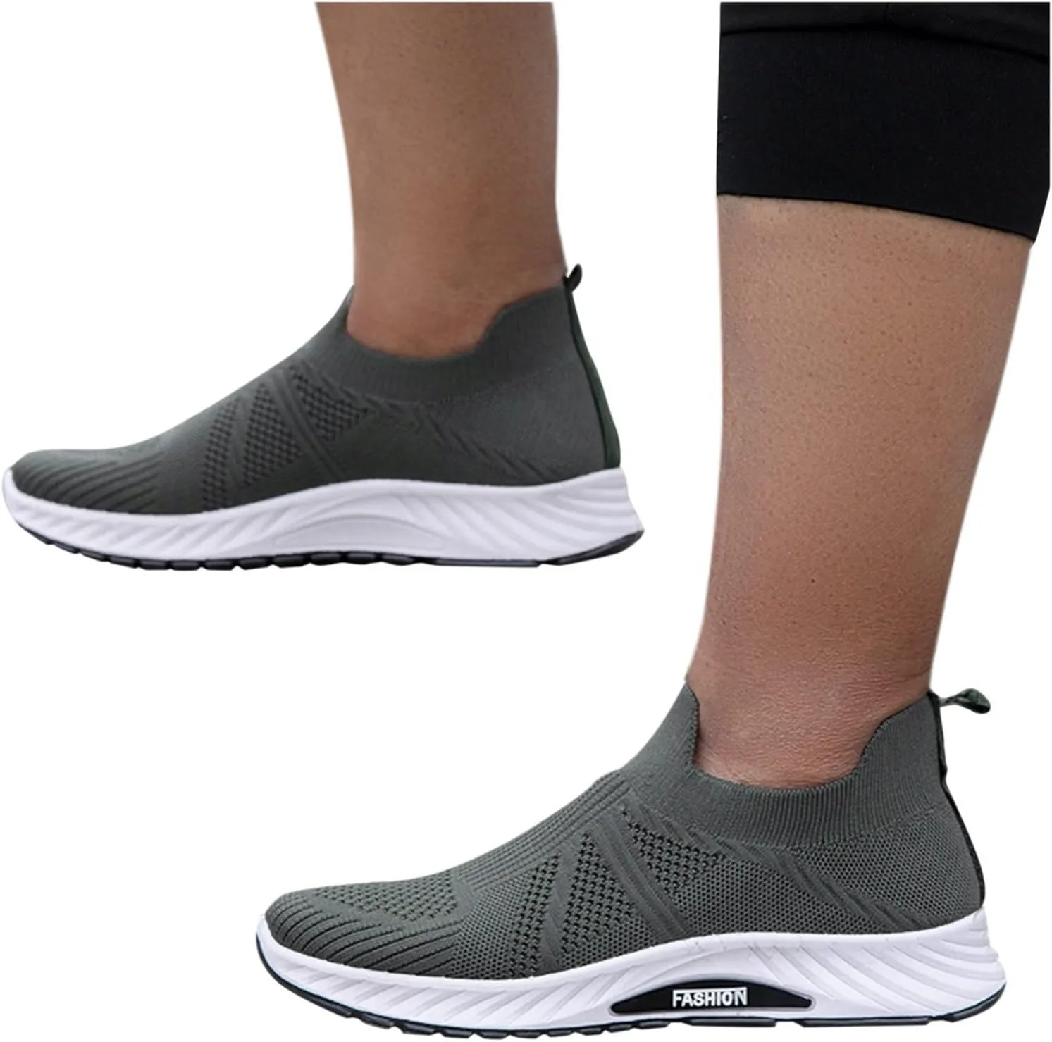 Mens Slip on Outdoor Shoes with Breathable Mesh Knit Lightweight Non-Slip Hiking Shoes for Men Arch Support Walking Sneakers Durable Quick Drying Summer Hiking Fitness Daily Work Wear