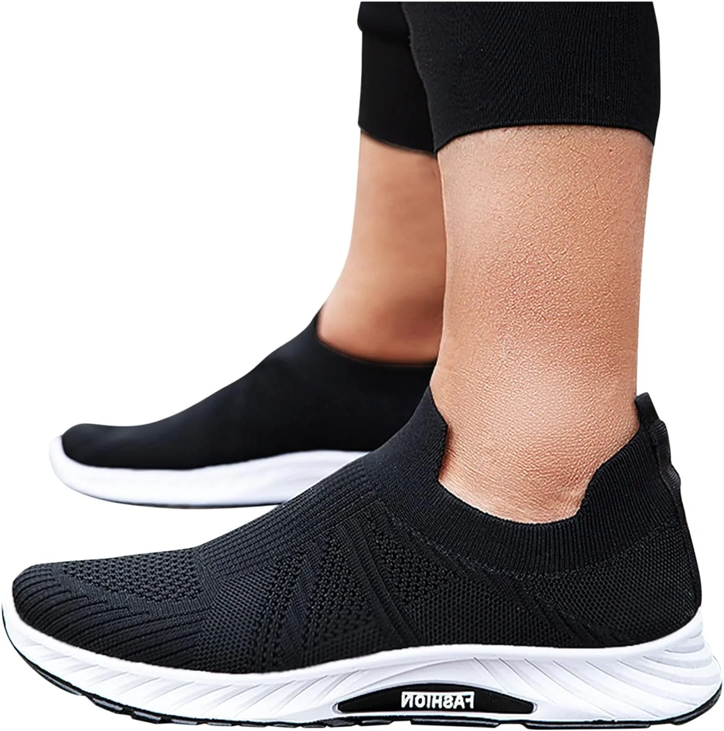 Mens Slip on Outdoor Shoes with Breathable Mesh Knit Lightweight Non-Slip Hiking Shoes for Men Arch Support Walking Sneakers Durable Quick Drying Summer Hiking Fitness Daily Work Wear