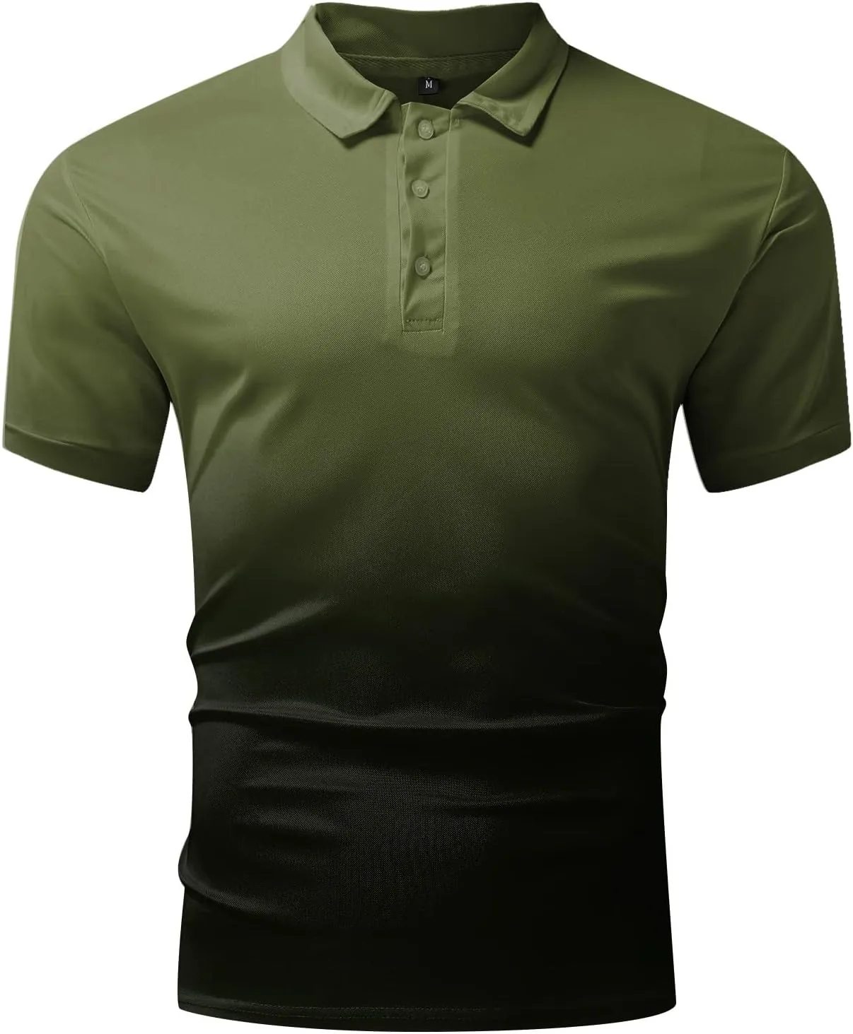 Mens Summer Button Collared Shirt Short Sleeve Casual Slim Fit Golf Polos Gradient Lightweight Fashion Polo Shirts for Men