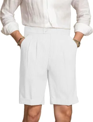Mens Summer Seersucker Shorts Striped Slim Fit Flat Front Walk Chino Short Pants Sear Sucker Suit Flat Front Shorts