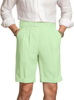 Mens Summer Seersucker Shorts Striped Slim Fit Flat Front Walk Chino Short Pants Sear Sucker Suit Flat Front Shorts