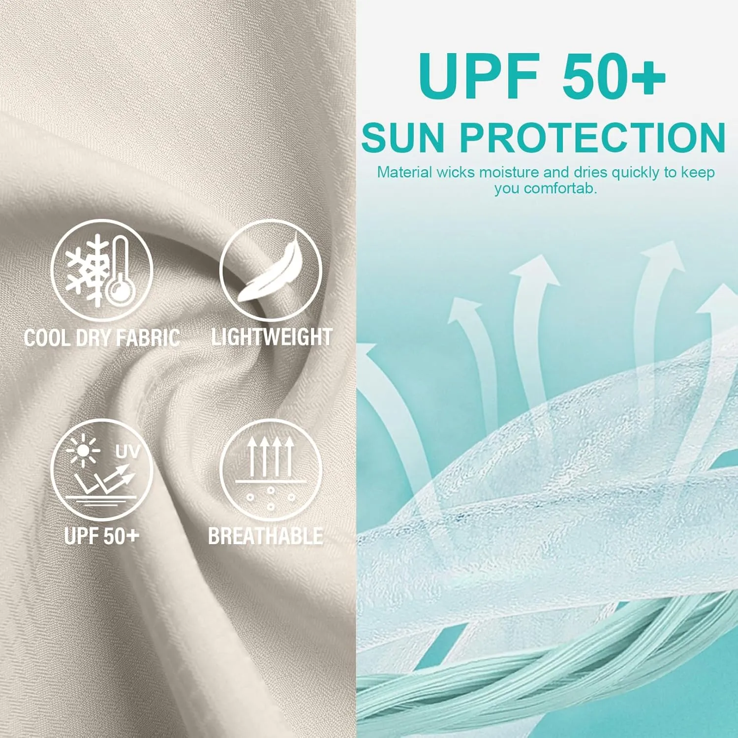 Men's Sun Protection Fishing Shirts Long Sleeve Safari Shirts UPF 50 UV Quick Dry Cooling Travel Work Shirts