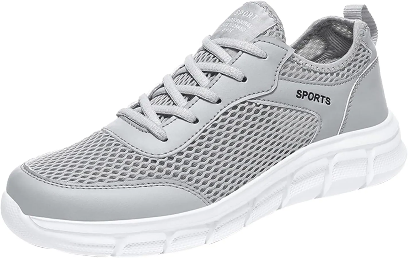 Men's Walking Shoes White Leather Sneakers Men's Casual Sneakers Mesh Breathable Walking Shoes Comfortable Casual Tennis New Running Athletic