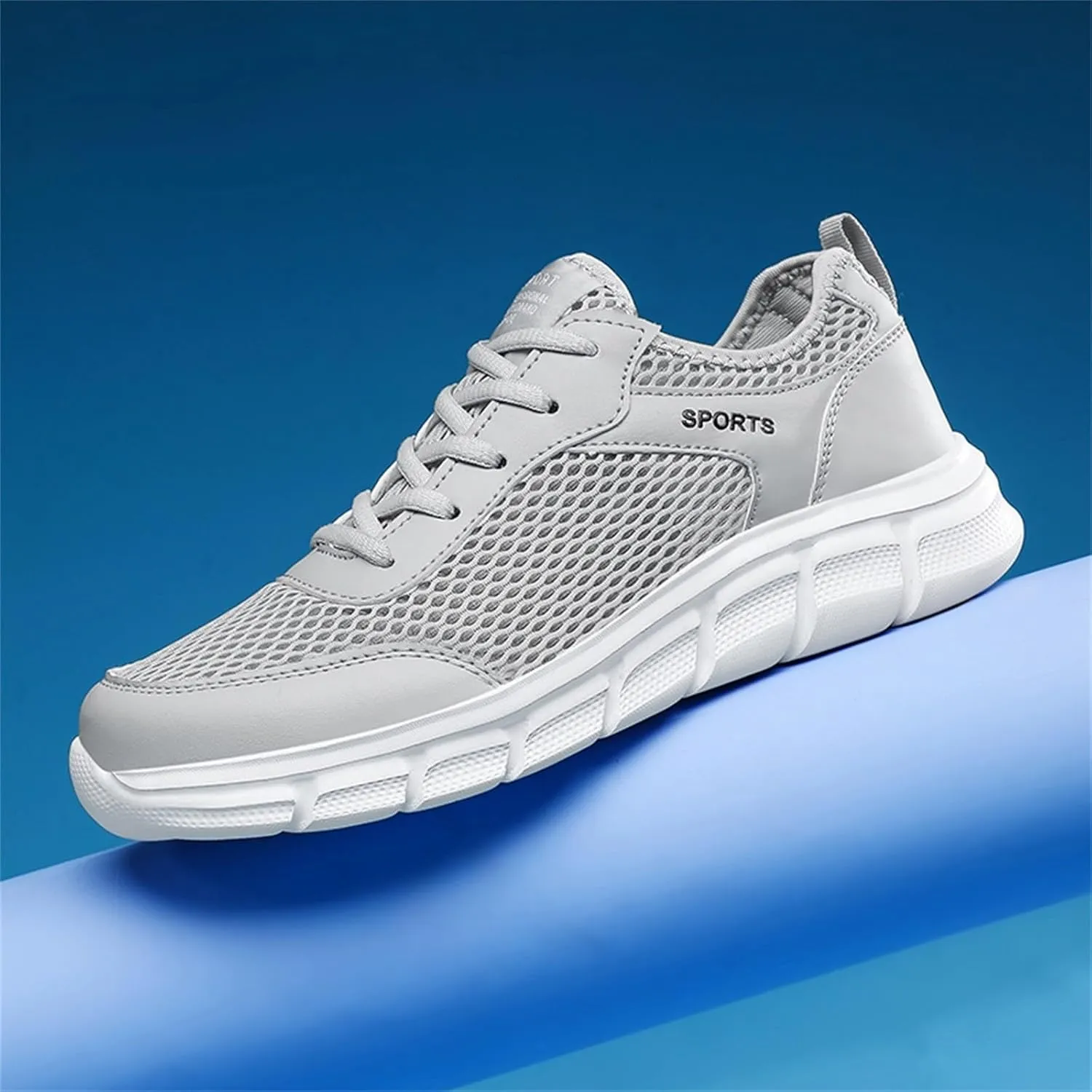 Men's Walking Shoes White Leather Sneakers Men's Casual Sneakers Mesh Breathable Walking Shoes Comfortable Casual Tennis New Running Athletic