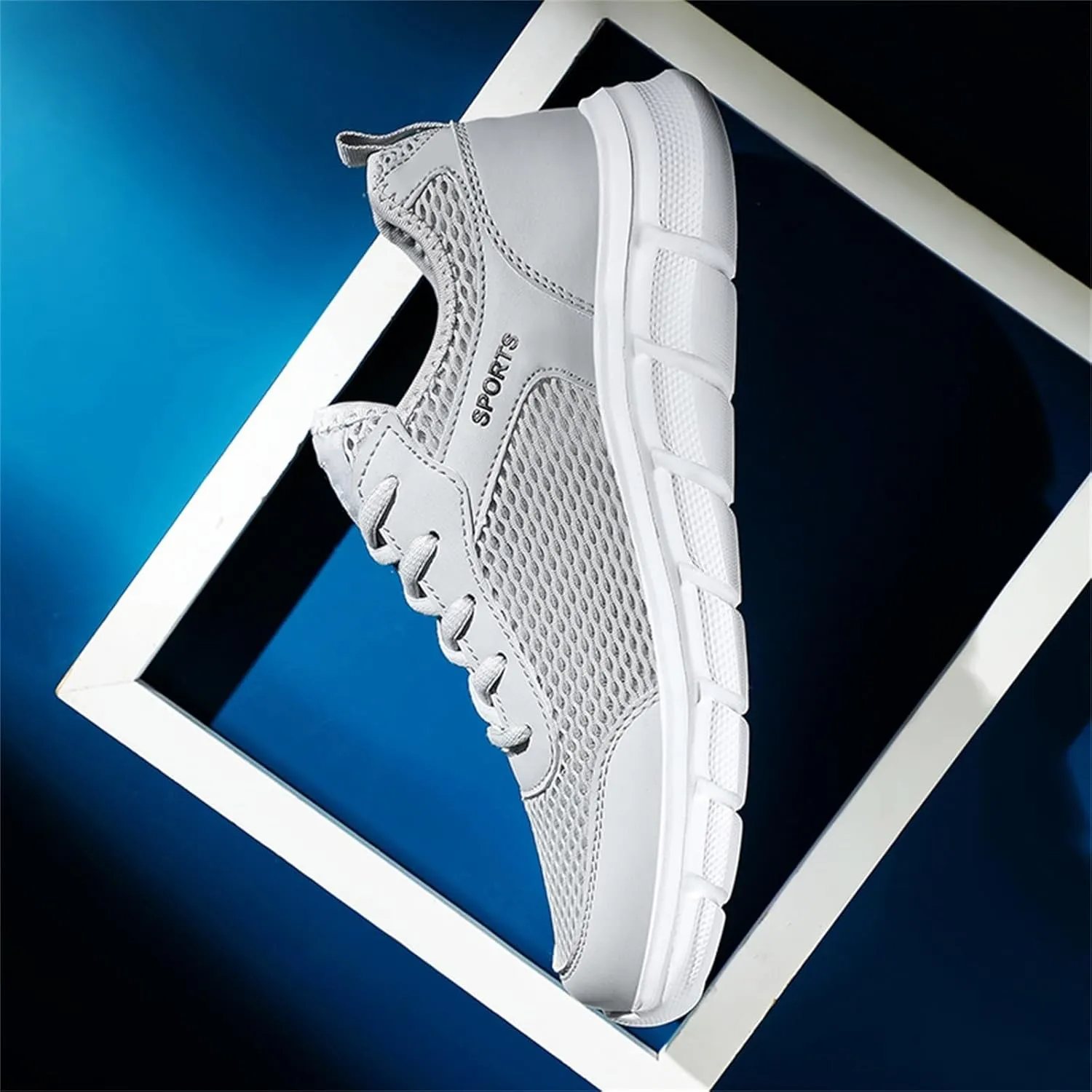 Men's Walking Shoes White Leather Sneakers Men's Casual Sneakers Mesh Breathable Walking Shoes Comfortable Casual Tennis New Running Athletic