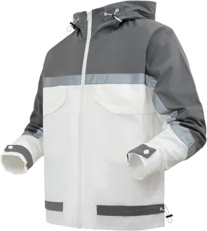 Mens Windbreaker Jacket Hooded Outdoor Waterproof Lightweight Softshell Raincoat for Hiking Camping