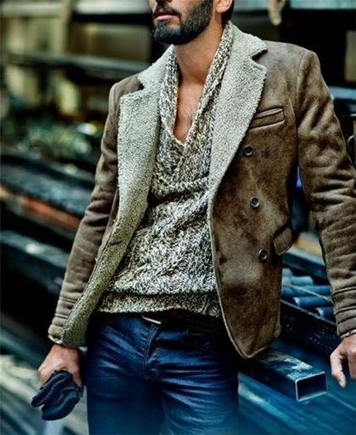 Mens Zip Up Jackets Long Sleeves Lapel Windbreakers with Pocket Loose Coats Fashion Thicken Clothes Winter