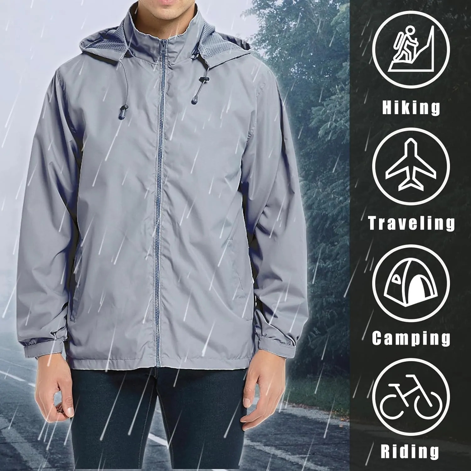 Mens Zip up Jackets Stand Collar Windbreakers Loose Casual Windcheaters Plain Fashion Coats Outdoor Fall Winter New