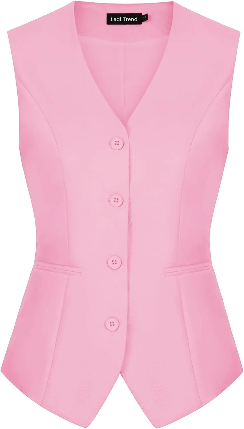 MINTLIMIT Waistcoat Vest for Women Fully Lined Button Down V Neck Formal Dressy Suit Vests with Pockets