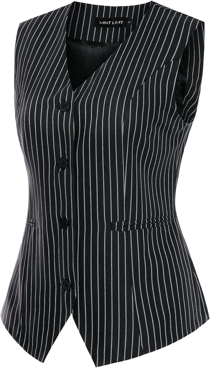 MINTLIMIT Waistcoat Vest for Women Fully Lined Button Down V Neck Formal Dressy Suit Vests with Pockets