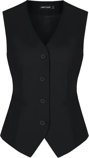 MINTLIMIT Waistcoat Vest for Women Fully Lined Button Down V Neck Formal Dressy Suit Vests with Pockets
