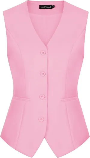 MINTLIMIT Waistcoat Vest for Women Fully Lined Button Down V Neck Formal Dressy Suit Vests with Pockets