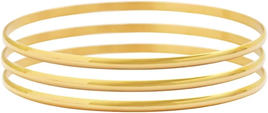 My Daily Styles Stainless Steel Silver-Tone Three Stackable Womens Bangle Bracelets