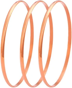My Daily Styles Stainless Steel Silver-Tone Three Stackable Womens Bangle Bracelets