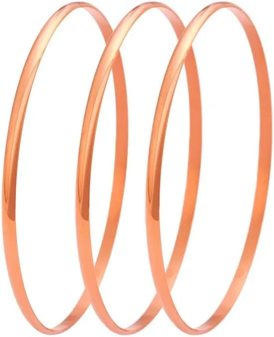 My Daily Styles Stainless Steel Silver-Tone Three Stackable Womens Bangle Bracelets