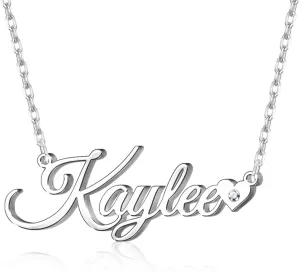 Name Necklace with Diamond Personalized 925 Sterling Silver Pendant Necklaces Custom Name Diamond Necklaces for Women