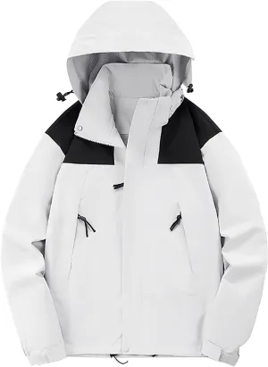 NATHGAM Rain Jacket for Women Waterproof Trendy Zipper Lightweight Rain Jackets Hooded Packable Hiking Softshell Windbreaker