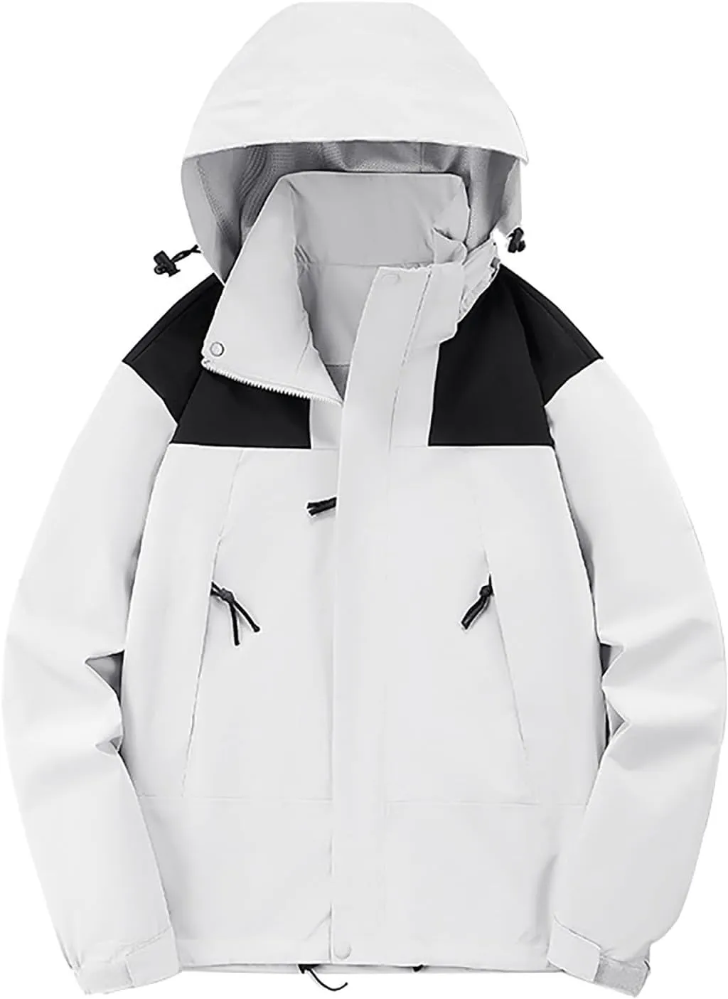 NATHGAM Rain Jacket for Women Waterproof Trendy Zipper Lightweight Rain Jackets Hooded Packable Hiking Softshell Windbreaker