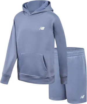 New Balance Boys' Shorts Set - 2 Piece Performance Fleece Hoodie Sweatshirt and Sweat Shorts - Sweatsuit Set for Boys (8-12)