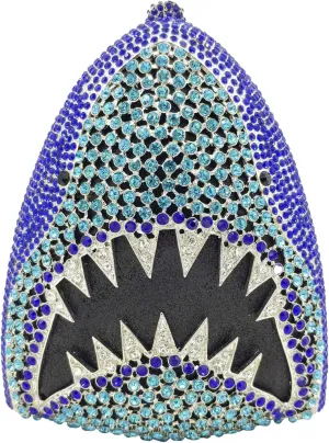 Novelty 3D Shark Head Shape Women Crystal Clutch Evening Bag Party Dinner Rhinestone Clutch Purses and Handbags,Mini