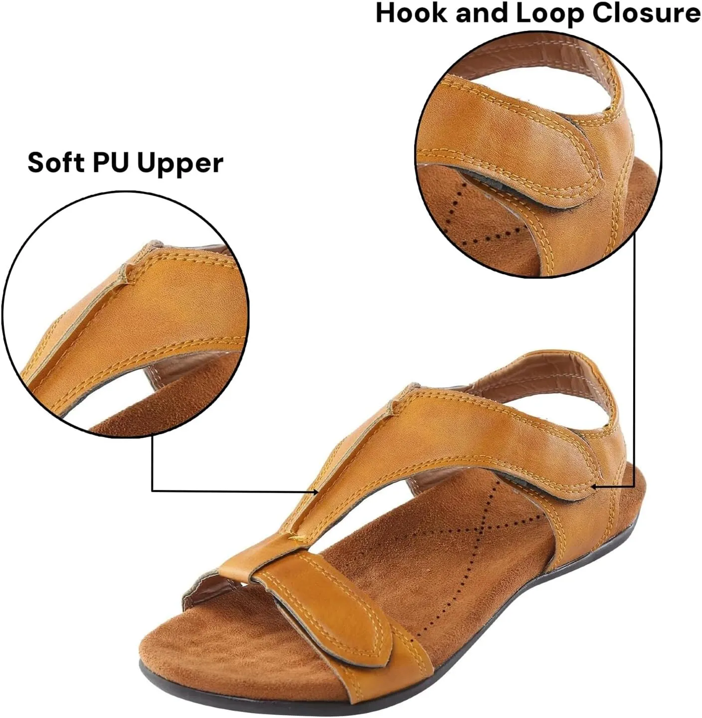 Open Toe Summer Sandals for Women, Wide Width Non Slip Shoes, Comfortable Flat Sandals, Casual Bohemian Beach Sandals, Soft Cushion Walking Shoes, Lightweight Breathable Athletic Footwear